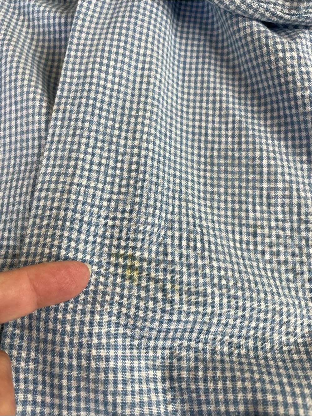 Light Blue Gingham Pioneer Pinafore Apron Cotton/Linen